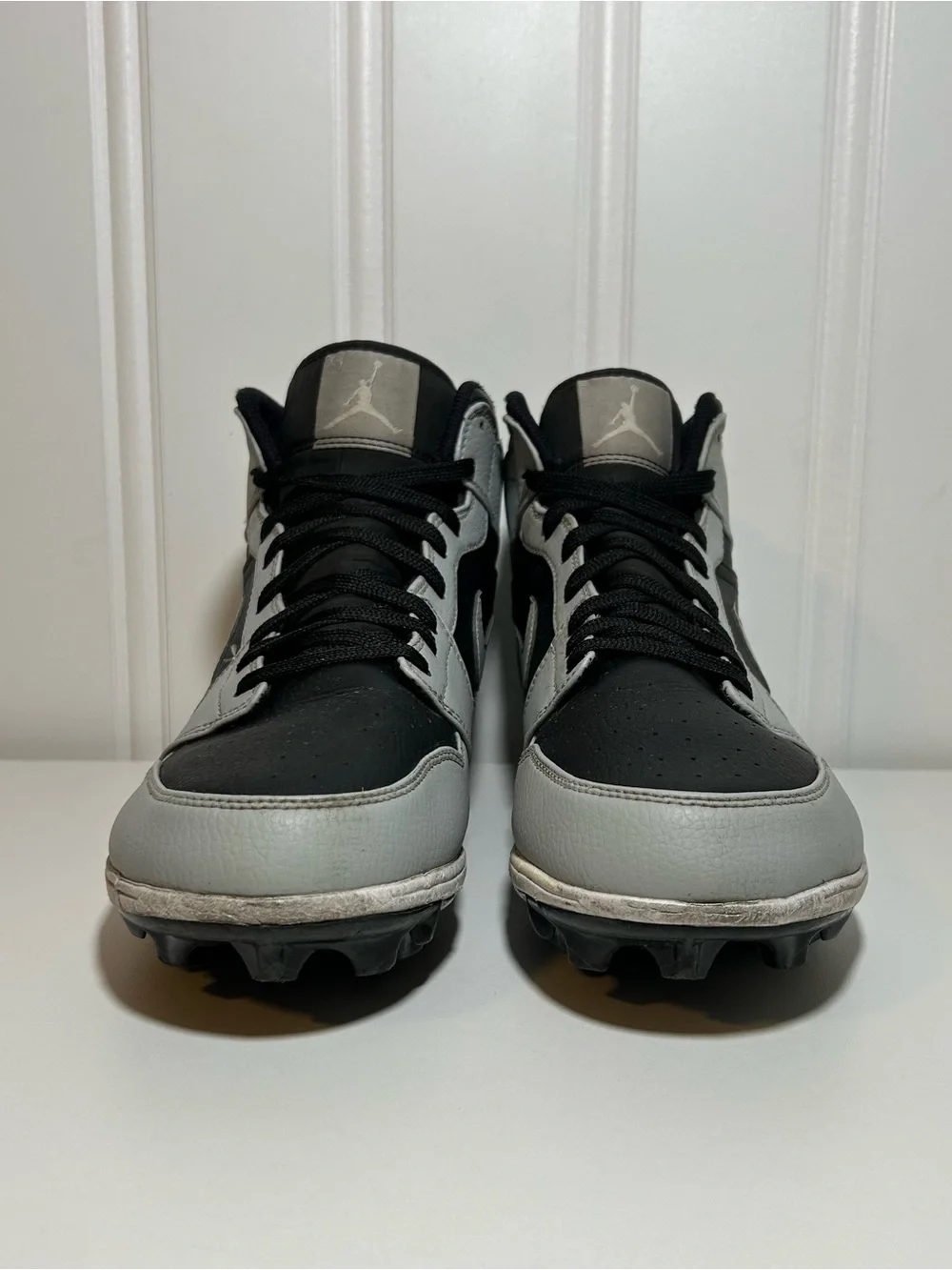 Jordan 1 mid td cleats shadow 2.0 black grey white football